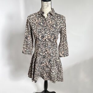 The Shirt Rochelle Behrens The Drop Waist Shirt Dress in Leopard Print